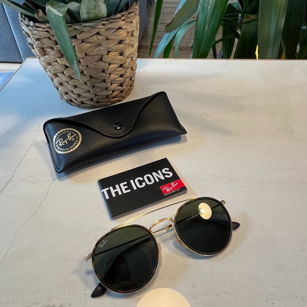 RAY-BAN 3647N Double Bridge Gold Havana Brown Tortoise Sunglasses Gucci Vuitton